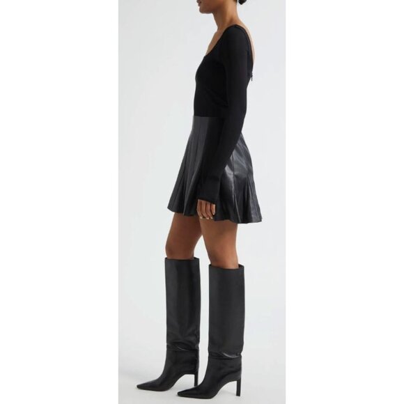 Alice + Olivia Chara Long Sleeve Minidress Faux Leather Black Size 2 $395 [jb] - Picture 5 of 10